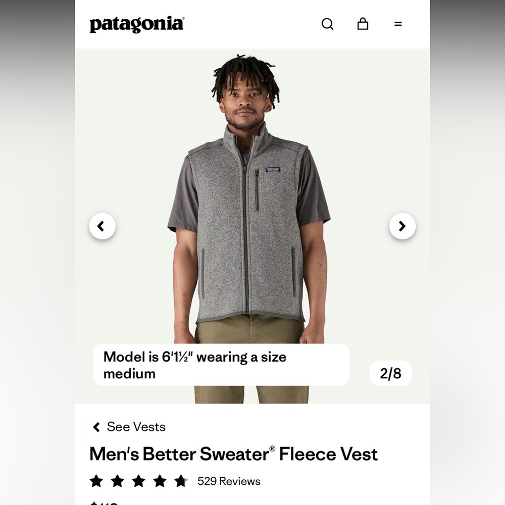 Patagonia Men's BetterSweater Gray Vest